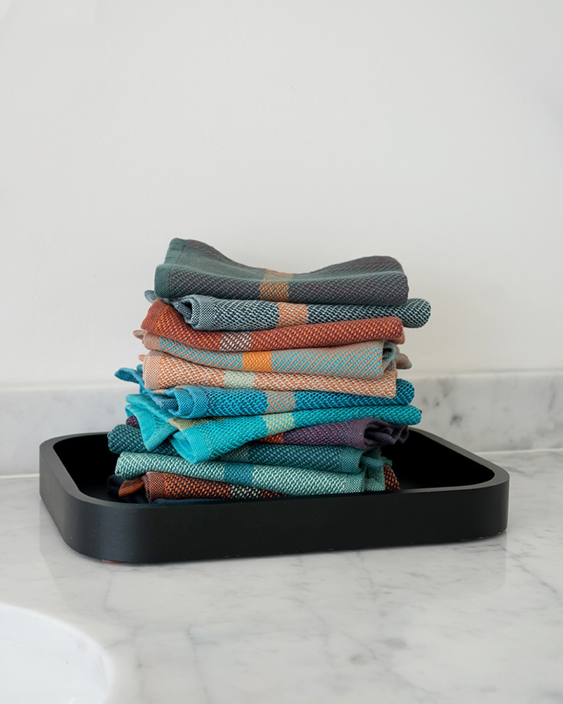Mungo Wash Cloths. Natural fibre homeware textiles, woven at the Mungo Mill - SA's first GOTS-certified weaving mill