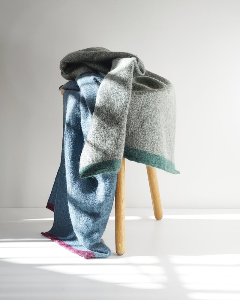 Lucky Bean MOS wrap woven by Mungo in Silk, Mohair, and Bamboo.